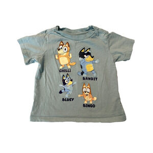Disney Junior Bluey T-Shirt 18mos Blue w/ Chilli-Bingo-Bandit-Bluey Graphic